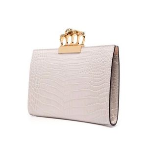 Alexander McQueen
Skull Four-Ring Croc-Embossed Clutch